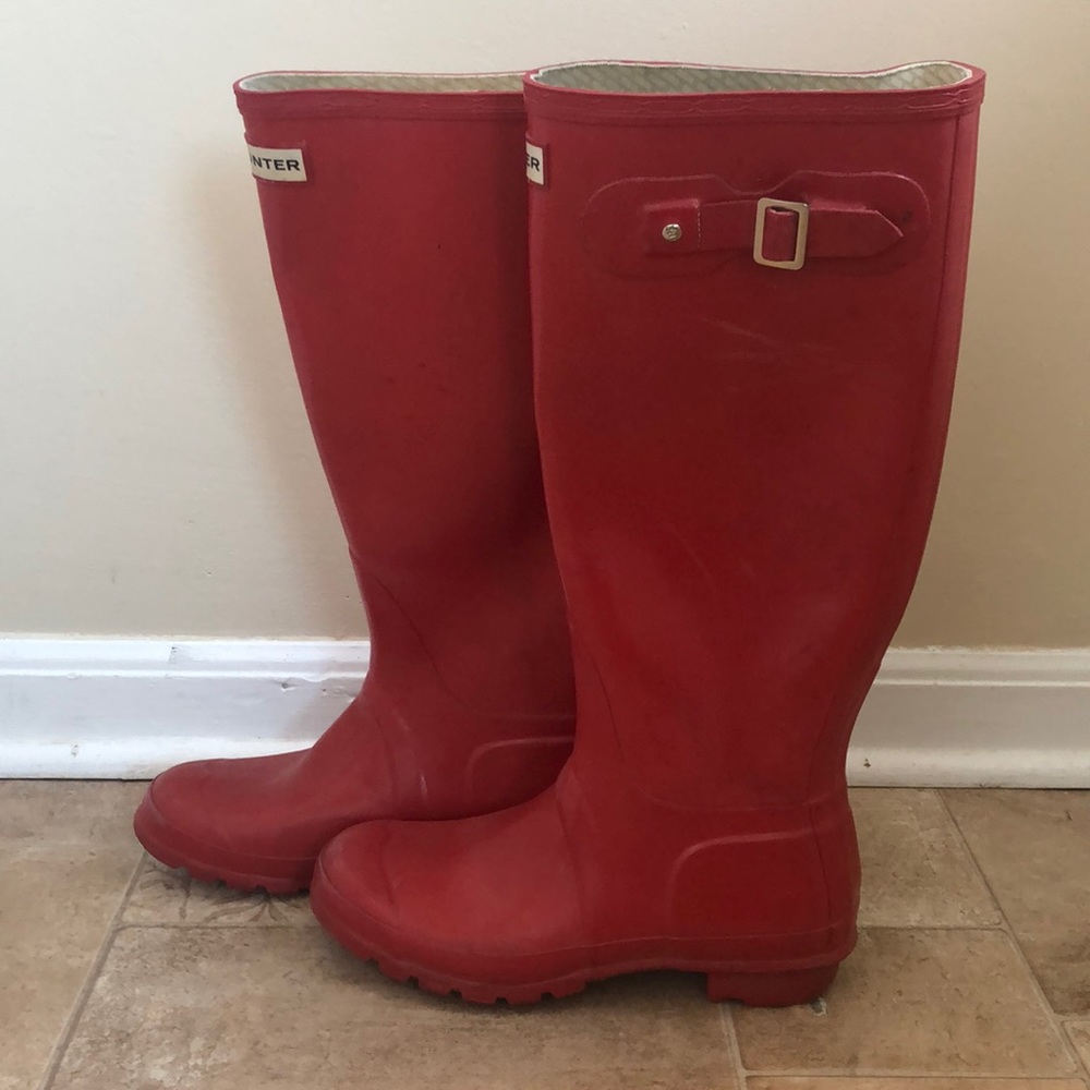 Red Hunter Boots Tall US size 7